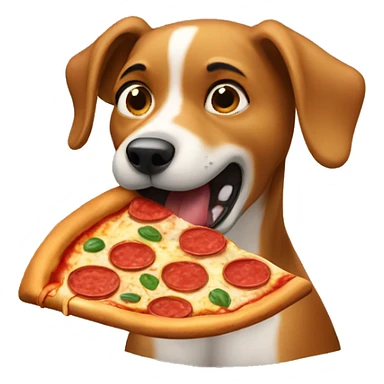 dog eating a pizza sticker