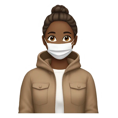 aesthetic girl wearing facemask tan skin brown hair sticker