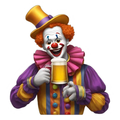 clown drinking beer sticker