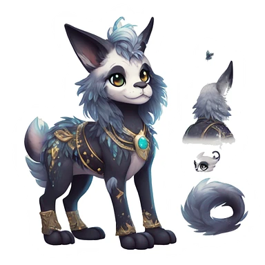 cute Kawaii edgy fantasy animal sparkle fursona Fionbri creature by griffsnuff & LiLaiRa & Falvie full body sticker
