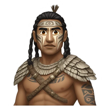 Māori warrior with tamkoko sticker