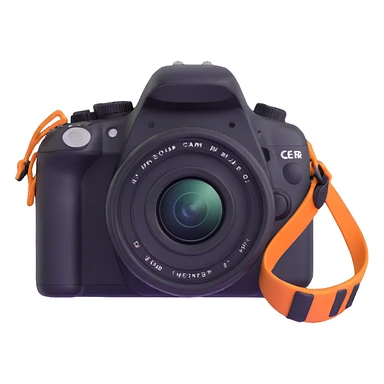 DSLR camera with strap sticker
