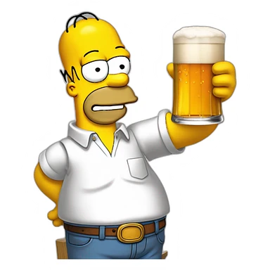 Homer Simpson qui boit une bière avec mario sticker
