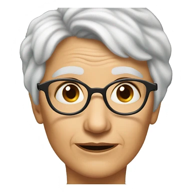 old lady with pixie haircu and hazel eye with glasse sticker