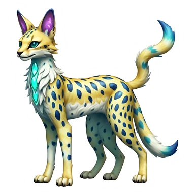 Epic Edgy Colorful ethereal eldritch Sergal-Serval-Vernid full body sticker