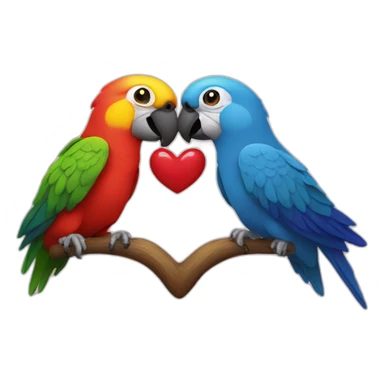 Parrots kiss heart sticker