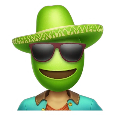 a friendly cartoon lime wearing sunglasses and a sombrero sticker