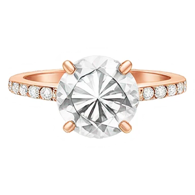 rose gold engagement ring with big sparkly round shaped diamond  sticker