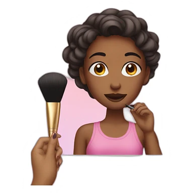 girl looking in mirror doing makeup sticker