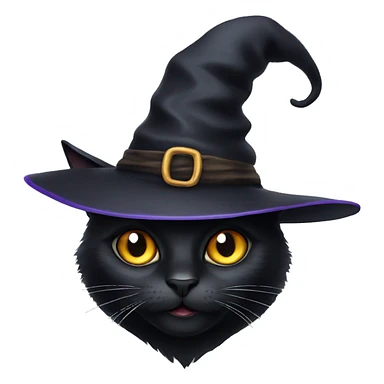 Black cat with witch hat sticker