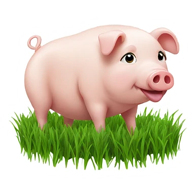 pig eating grass sticker