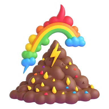 pile of poo with a rainbow lightning bolt, energetic and playful sticker