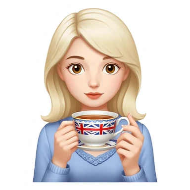 British girl sipping tea with well-defined natural hands holding teacup properly sticker