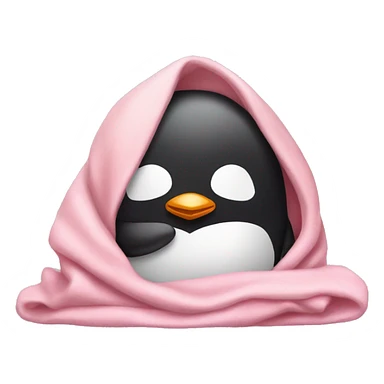 penguin sleeping with light pink blanket sticker