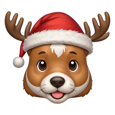 Dog Santa deer hat sticker