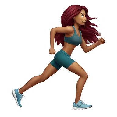 Beautiful tattooed  burgundy long haired woman jogging sticker
