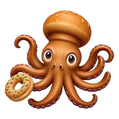 octopus holding bagel sticker