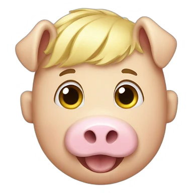 squealing pig with short blonde hair sticker