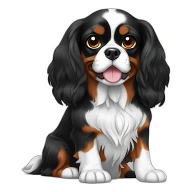 king charles spaniel black and white sticker