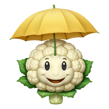 Smiling Cauliflower with an umbrella sticker