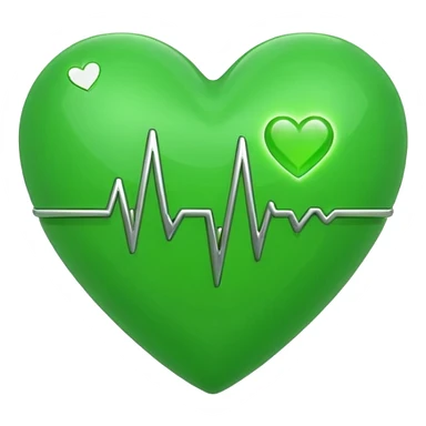 green heart with ECG heartbeat line sticker