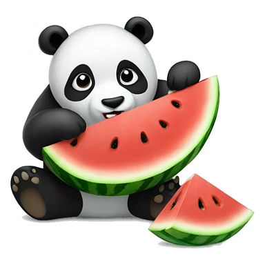 Panda emoji eating watermelon sticker