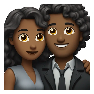 A muscular, well-shaped, slightly dark-skinned man with wavy hair and a black jacket on him, and a woman with light blonde and black hair hugging him. sticker