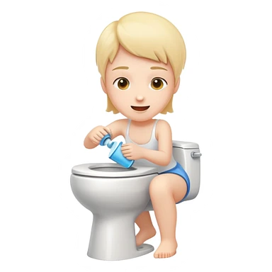 person flushing a toilet, simple and clear, cheerful expression sticker