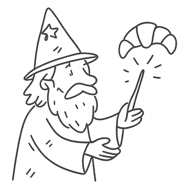 A wizard who conjures up a croissant sticker