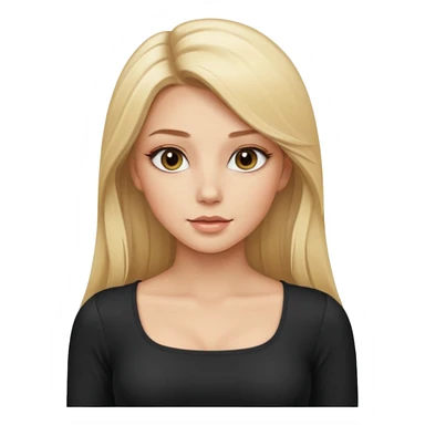 pretty girl blonde long hair makeup baby blue skin tight square neckline long sleeve top sticker