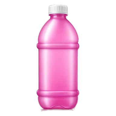plastic bottle with crystaline pink liquid sticker