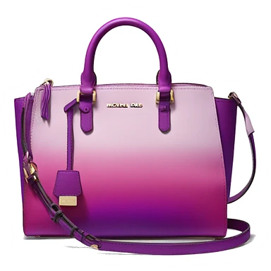 Realistic isolated magenta to purple ombre Michael kors satchel purse without a strap. sticker