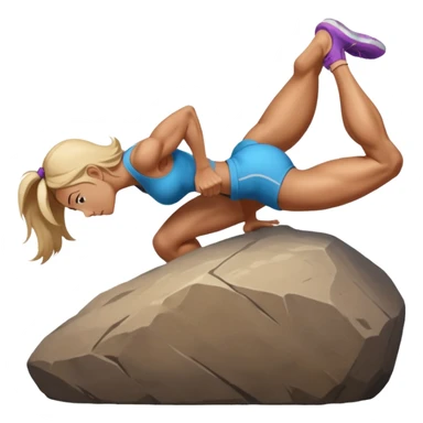 I need a woman bending forward with her hands on a bolder pushing it up hill sticker