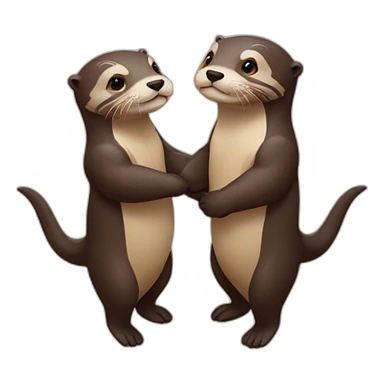 2 otters holding hand  sticker