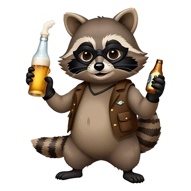 A raccoon drinking beer sticker