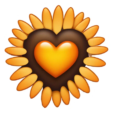 Corazón naranja con girasol sticker