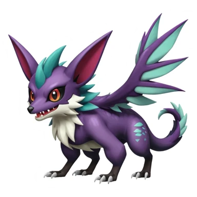 Shiny Noibat-Noivern-Mightyena-Poochyena-Silvally-Fakémon-hybrid-creature (full body)  sticker