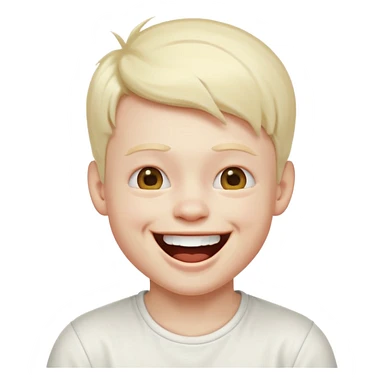 young albino emoji boy laughing out loud with white top sticker
