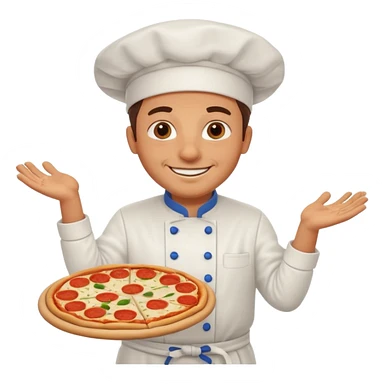 smiling Italian chef spinning pizza dough sticker