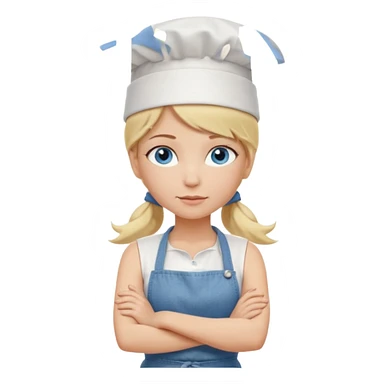 Sexy Full body 
Long Blonde hair blue eyed female chef arms folded wearing tank top and denim shorts and chef hat arms folded sticker