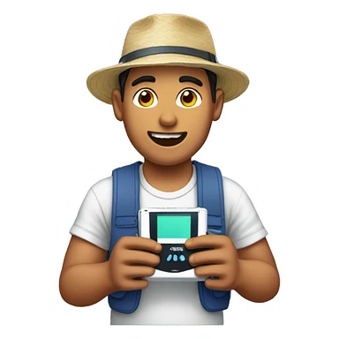 A guy from El Salvador using his gameboy  sticker