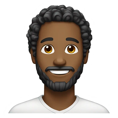 a black man, curl hair, smiling, thin beard sticker
