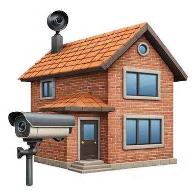 House with a big security camera sticker