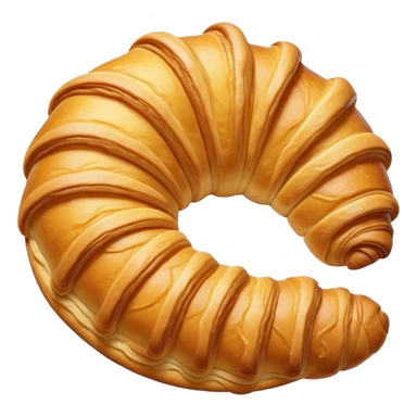Cinematic Realistic Croissant Pastry Emoji, depicted as a flaky, buttery crescent with a golden, crisp exterior rendered with exquisite detail and warm, inviting lighting. sticker