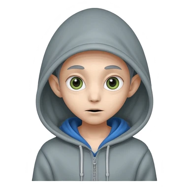 Aliens gray, hoodie, cute big eyes, thin ears, half body sticker