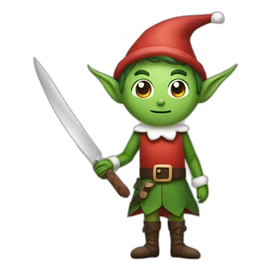 Elf holding a big knife sticker