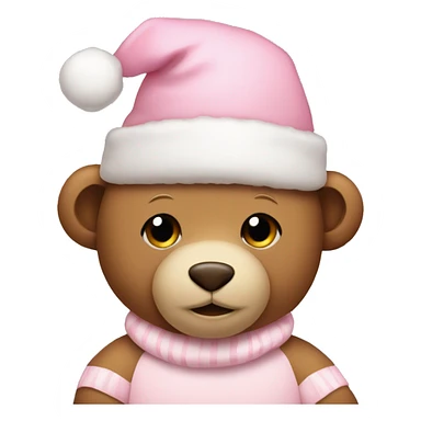 Teddy bear with soft pink Christmas hat  sticker
