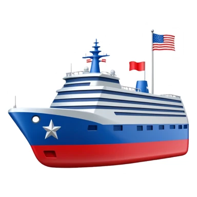 generate a very realistic American modern ship with little flag sticker