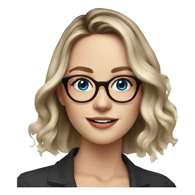 Shoulder length Balayage pale model lady with glasses and blue eyes happy  sticker