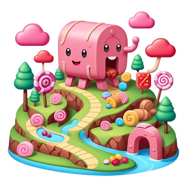kawaii style SPAM MEAT candy land landscape  sticker